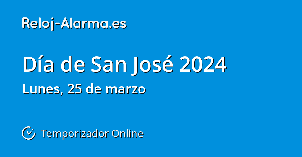 Día de San José 2024 Temporizador Online RelojAlarma.es